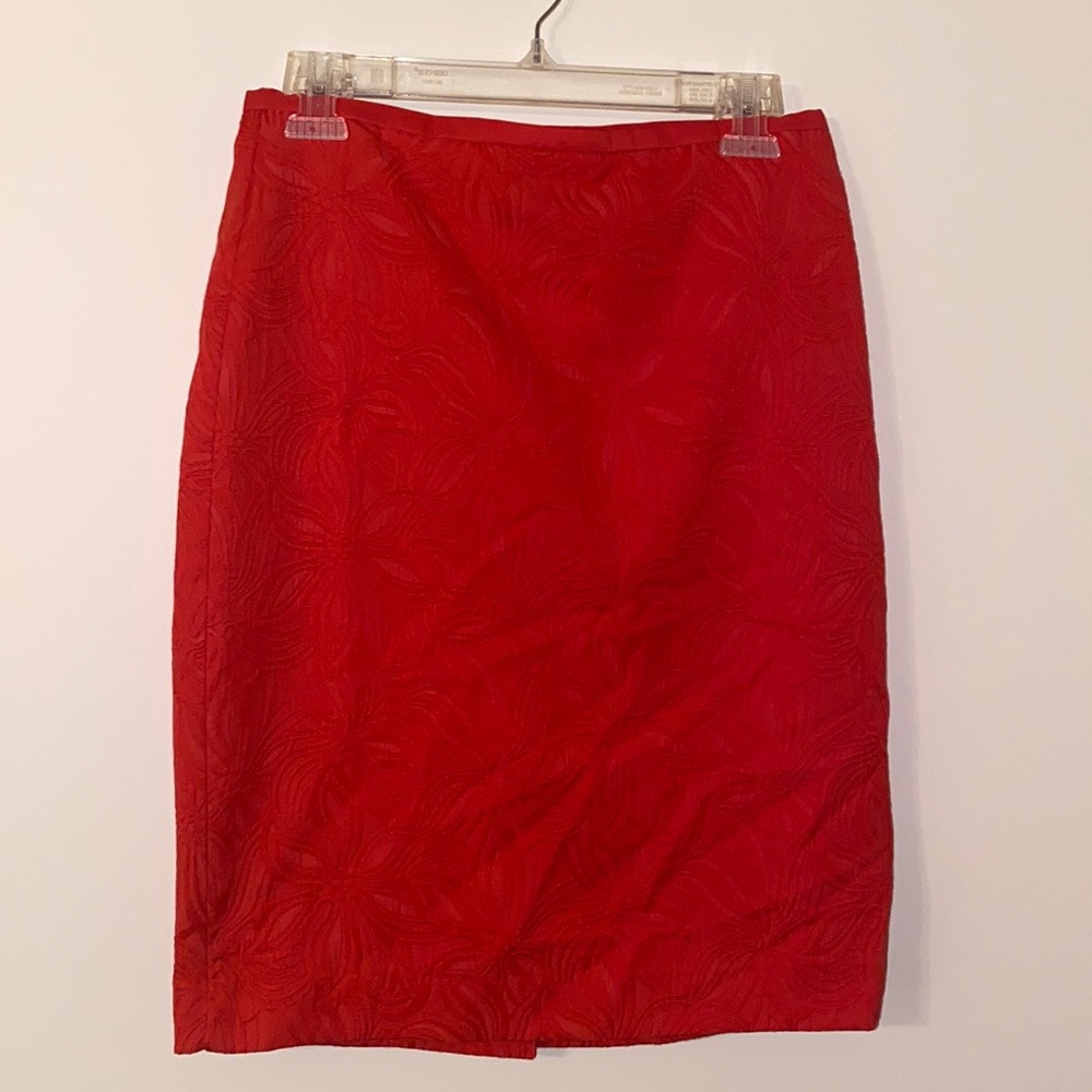 The Limited Bright Coral Textured Pencil Skirt
